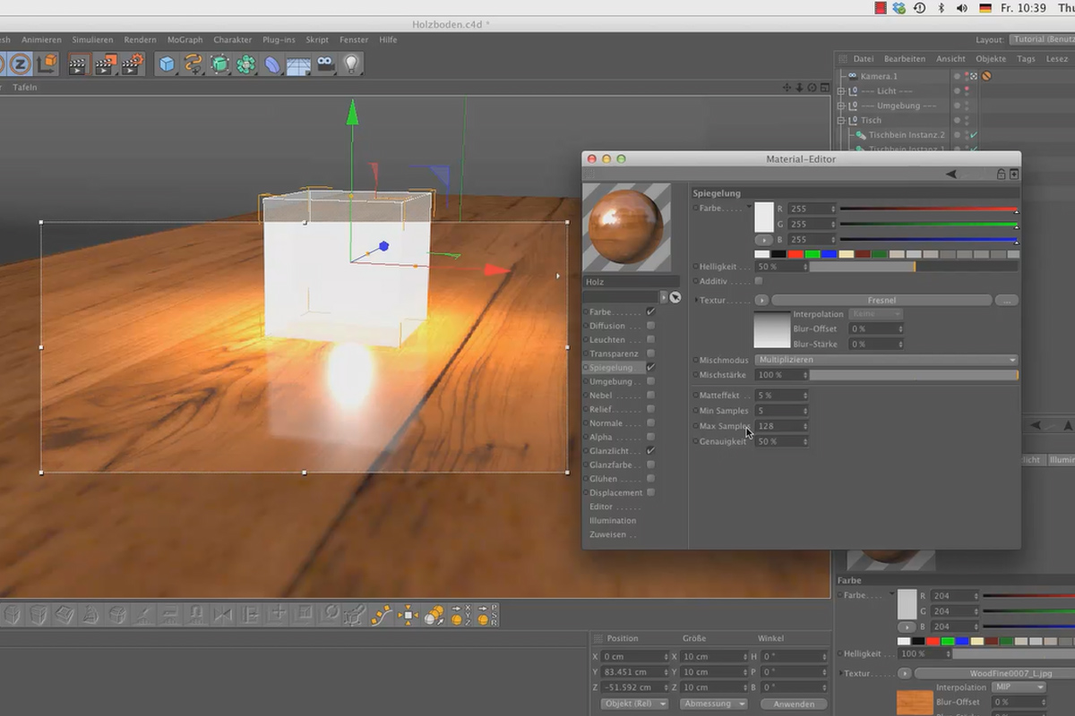 Shader og teksturer - Materialeoprettelse i CINEMA 4D: Trægulv