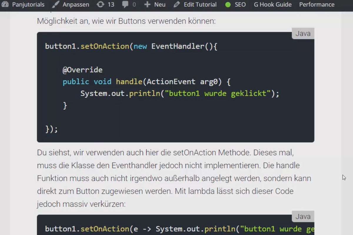 JavaFX para el desarrollo de GUI - 07 expresiones Lambda y simples clics de botón