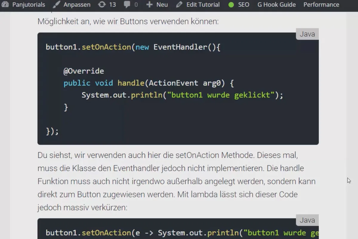 JavaFX for GUI-utvikling - 07 Lambda-uttrykk og enkle knappetrykk