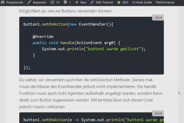 JavaFX for GUI-utvikling - 07 Lambda-uttrykk og enkle knappetrykk