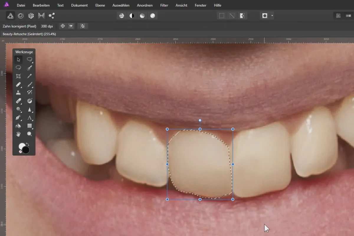 Beauty-Retusche in Affinity Photo: 07 | Zähne korrigieren und aufhellen