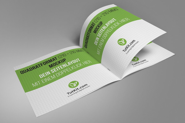 Mockup for brochure in square format: unfolded inner pages