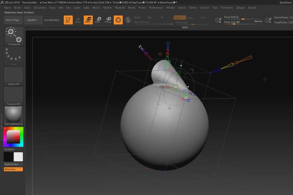 ZBrush 2018 och 4R8 - Video-träning om uppdateringarna: 4.2 Deformer: Project Primitive.