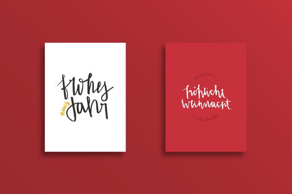 Festliche Handlettering-Vorlagen: 07 | "Frohes neues Jahr" und "Fröhliche Weihnacht"