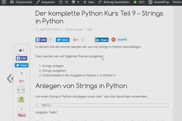 Python programlama için başlangıç ​​– 07 Dizeler