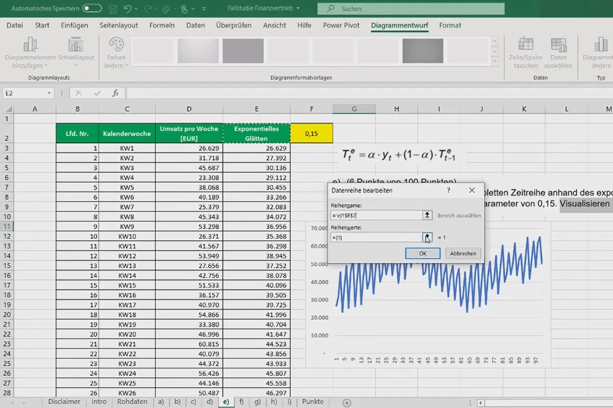 Datenanalyse mit Excel für Business und Vertrieb: 2.5 Trendermittlung nach exponentiellem Glätten