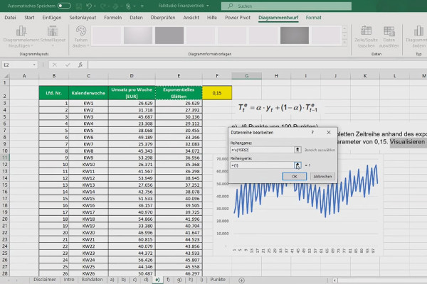 Gegevensanalyse met Excel voor zaken en verkoop: 2.5 Trenddetectie na exponentiële smoothing