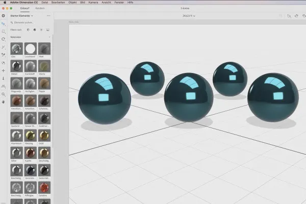 Adobe Dimension CC-튜토리얼: 07 | 재료의 독특성 및 직접 촬영하는 방법