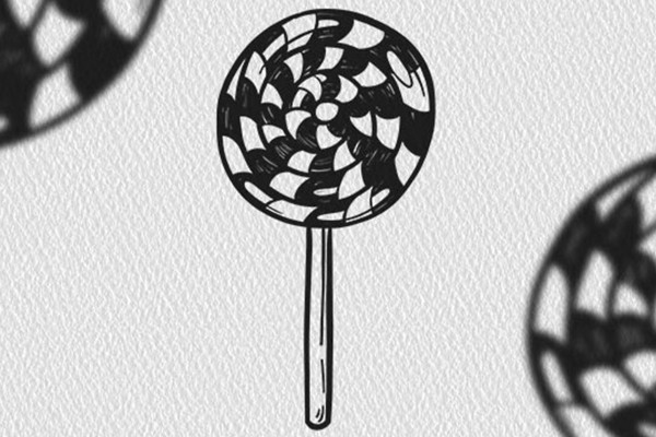 Motivo navideño en blanco y negro: piruleta, piruleta