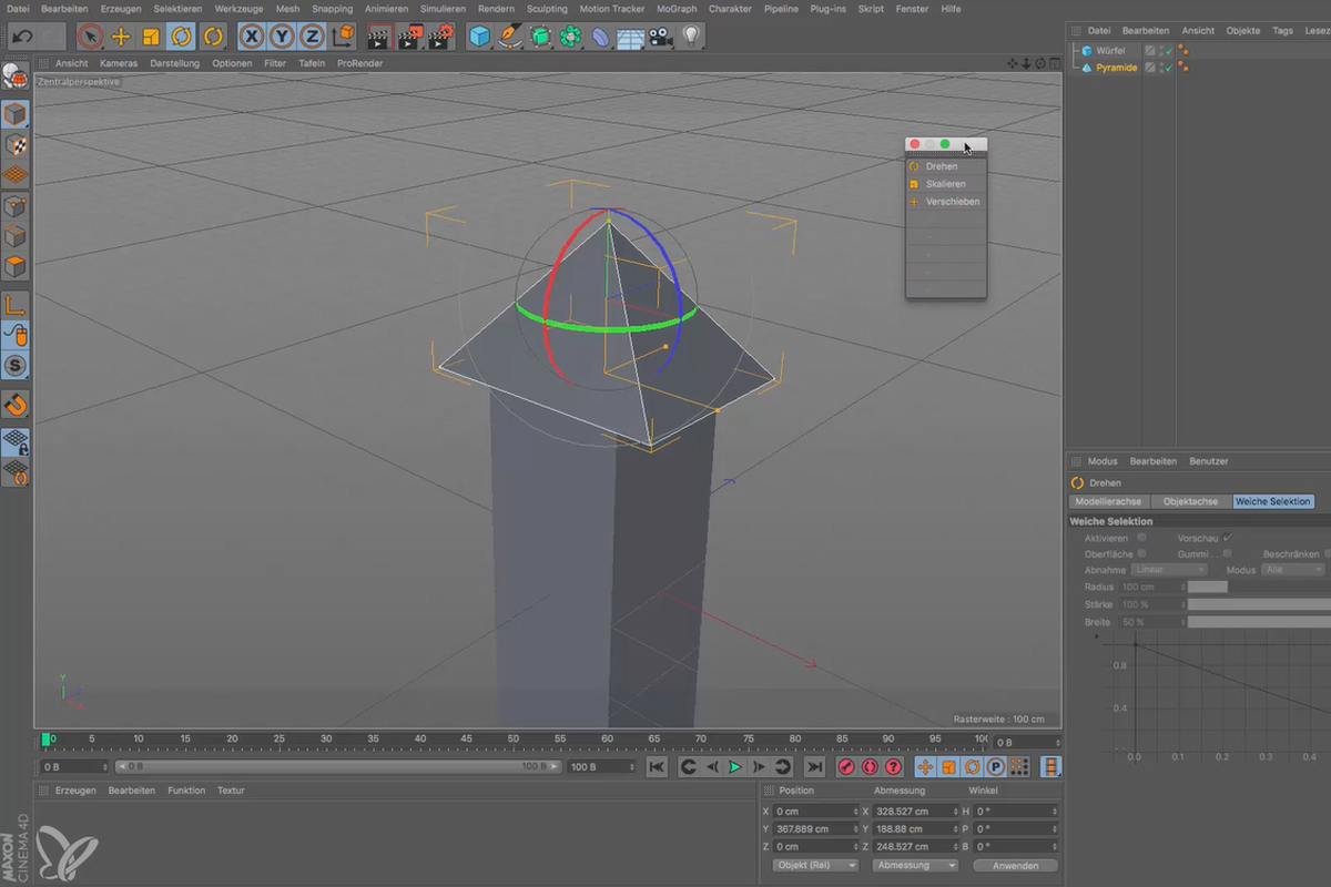 Cinema 4D för nybörjare - 3D-praxis: 1.7 Flytta/Rotera/Skala