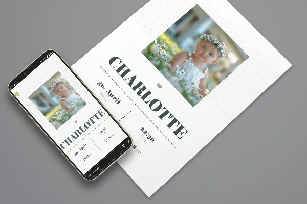 Syntymäkortin malli (pystyasu): Aaltoviivat