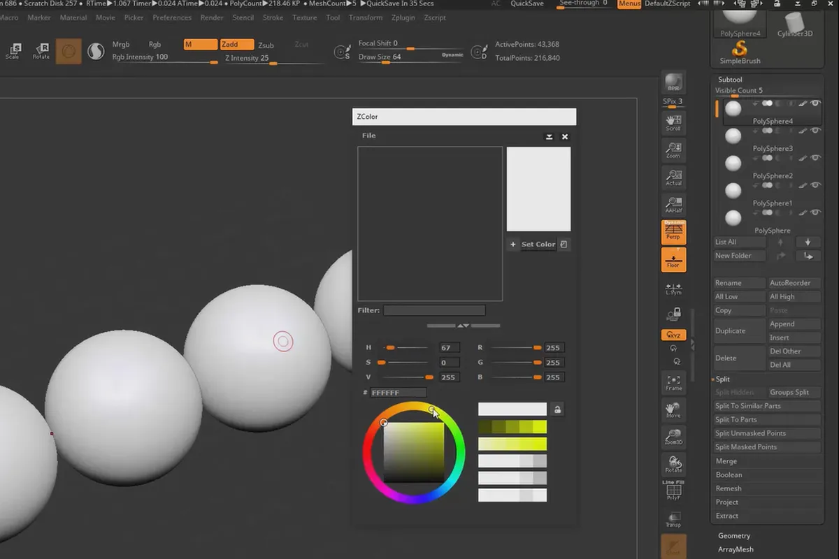 ZBrush 2019 – Videotrening for oppdatering: 6 | ZPlugin: ZColor