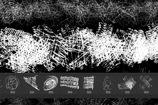 Le grand lot de pinceaux - brosses artistiques : 2.6 Scribbles avec effet