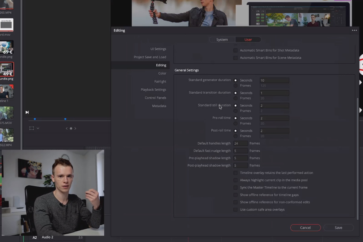 DaVinci Resolve-handledning: 2.2 | Inställningar