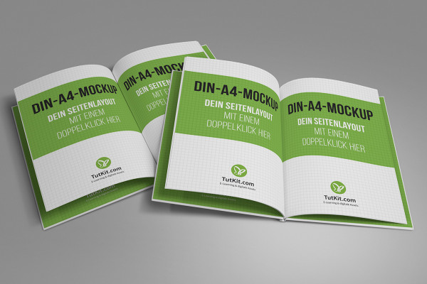 A4 dikey formatında sert kapaklı kitapla mockup - Sürüm 6