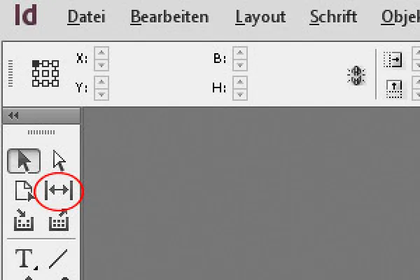 "InDesign" įrankis "gap