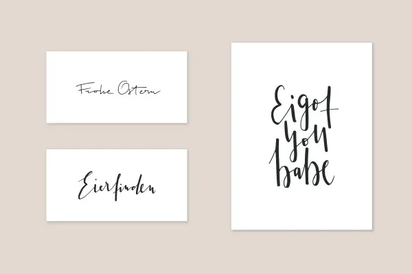 Frühlingsfrische Handlettering-Vorlagen für Ostern: 08 | "frohe Ostern", "Eierfinden", "Eigot you babe"