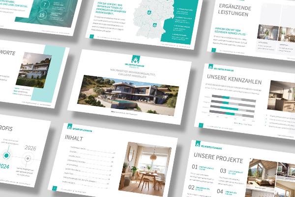 Elegante plantilla de PowerPoint para empresas inmobiliarias y estudios de arquitectura