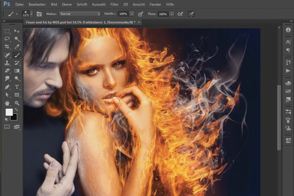 Photoshop-kompositointi - tuli ja jää - osa 08: Missä on tulta, siellä on myös savua.