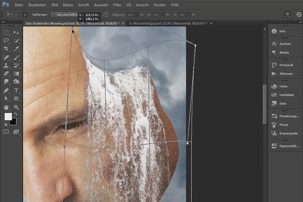 Photoshop-Composing - Das Orakel des Meeres - Teil 08: Wasserfall freistellen und platzieren