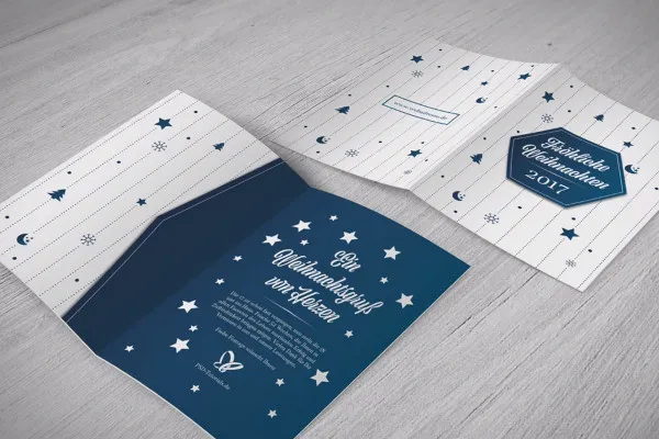 Moderne weihnachtliche Grußkarte im Flat-Design für Geschäftskunden und Mitarbeiter
