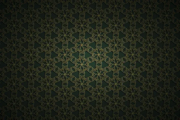 Golden ornaments on a green background - Version 1