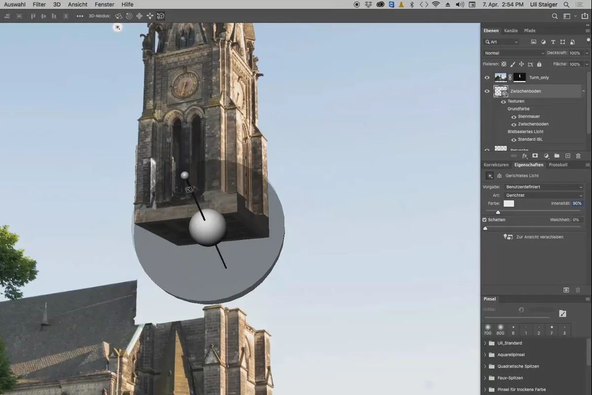 Photoshop-3D-Tutorial „Take-off”: 08 | Beleuchtung