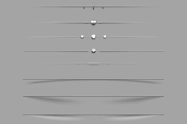 Illustrative Schluss- und Trennlinien in Vektorqualität: Mit Schatten und Zierelementen