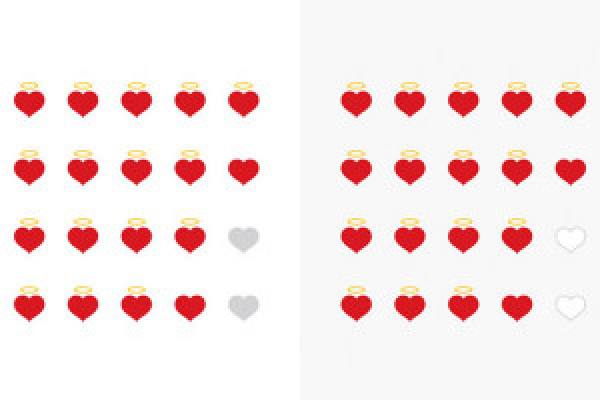 Graphic templates for rating systems of online stores - red hearts 4