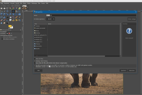 New features in GIMP 2.10: 1.7 | Save