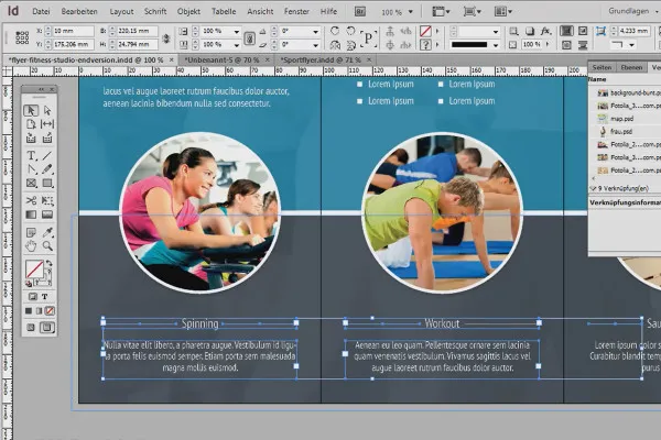Desain flyer dalam format lipat dengan contoh studio olahraga/gym - Bagian 4
