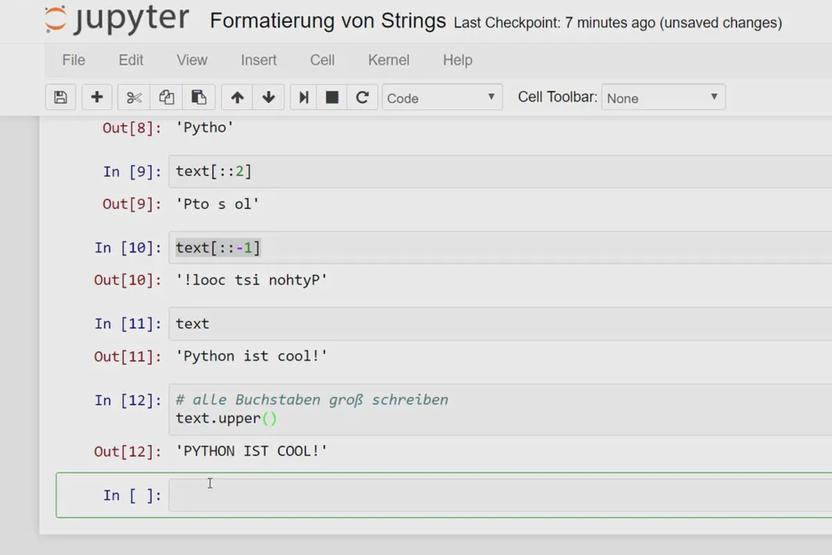 Python-Programmierung für Einsteiger – 08 Eigenschaften und Formatierung von Strings