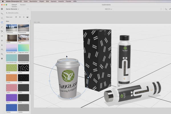 Tutorial Adobe Dimension CC: 08 | Posizionare grafiche e loghi sui modelli