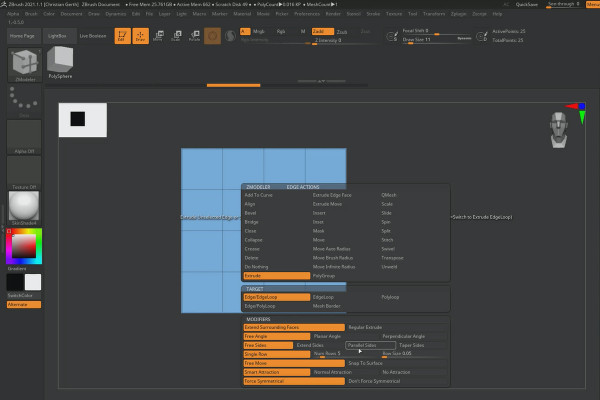 ZBrush 2021 - Videotreningskurs om oppdateringene: 8 | ZModeler: Extrude Edge