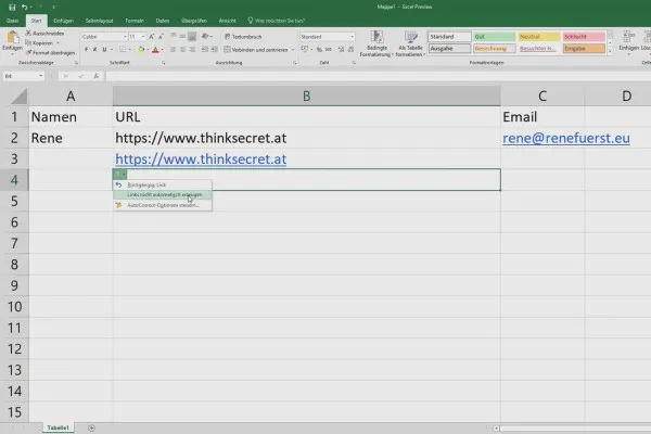 Excel-Training für mehr Effizienz im Büro: Kalender, Organigramm & Co – 2.7 Automatische Hyperlinks verhindern