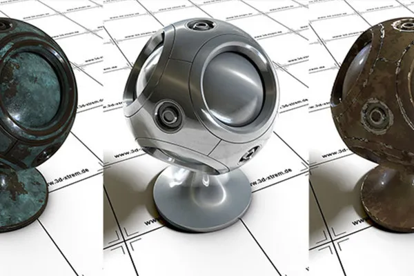 Material for Cinema 4D: Rust and metal shaders - Cinema 4D file with shaders and sample object