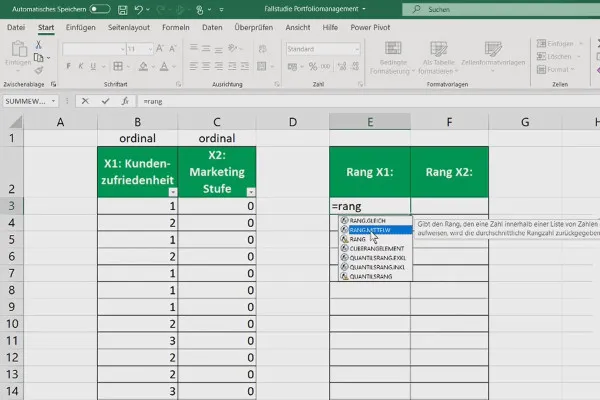 Analisi della correlazione di ranghi in Excel: 2.6