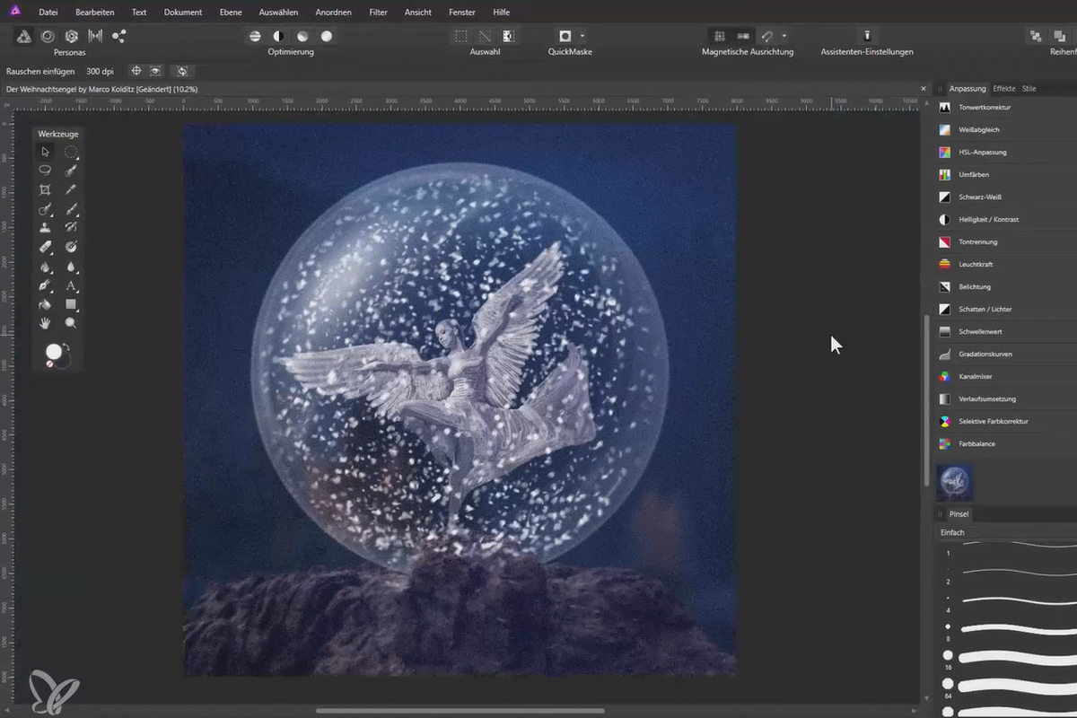 Compositings i Affinity Photo: Juleengel - 8 bakgrunn og endelige trinn
