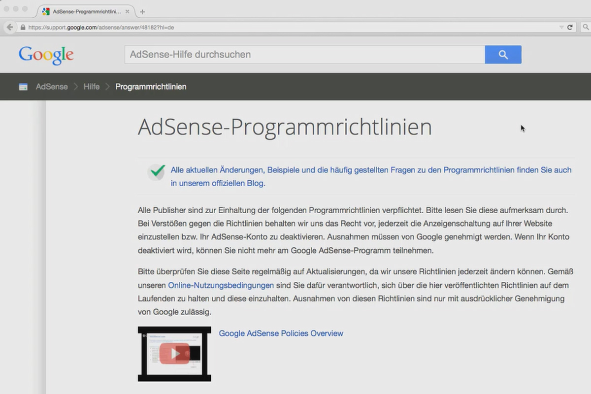 Gagner de l'argent avec la formule AdSense - 2.5 Respecter les politiques