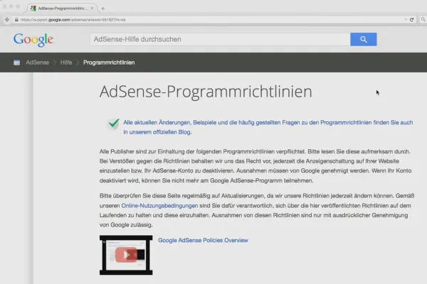 Mit der AdSense-Formel Geld verdienen – 2.5 Die Policies beachten