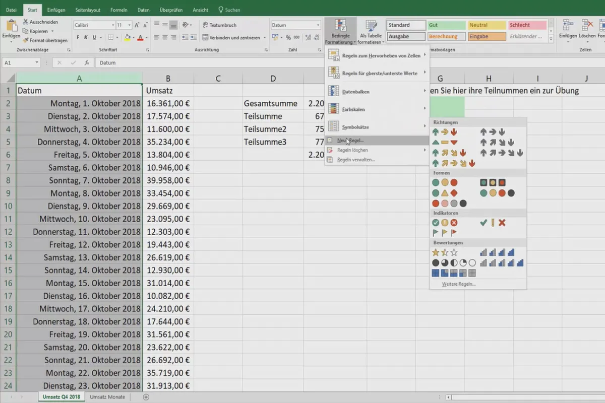Tutorial Excel: Pivot, diagram, dan desain tabel untuk presentasi data yang jelas - 2.7 Hari dalam format terkondisi.