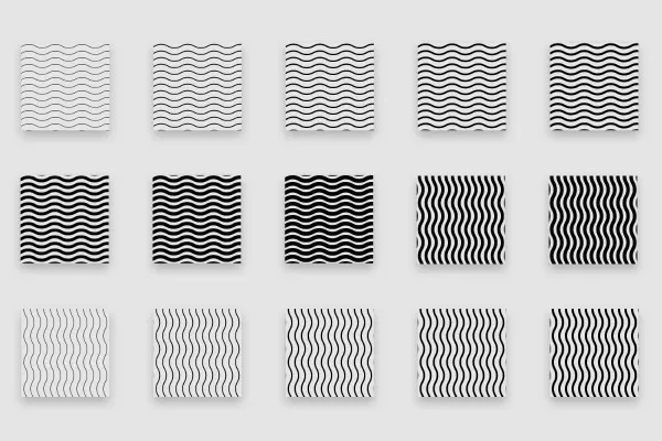 Halftone Patterns - Photoshop patterns for halftone grids: waves