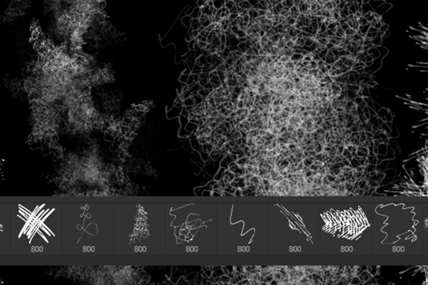 Le grand ensemble de pinceaux - des pinceaux artistiques : 2.7 Scribbles avec effet.