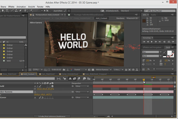 After Effects'te 3D projeler: Çekimin Zaman Haritalaması