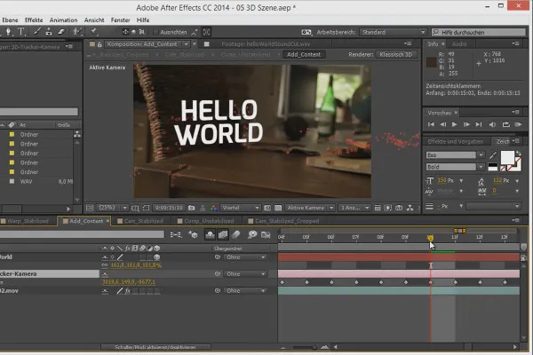 3D-Projekte in After Effects: Time Remapping des Shots