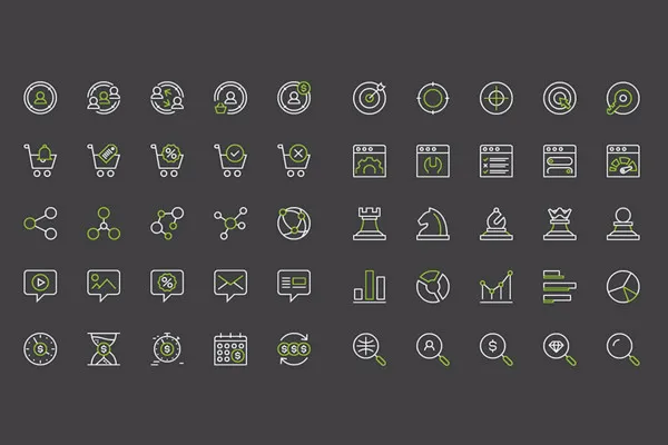 100 Web-Icons für Marketing & SEO in Weiß-Grün