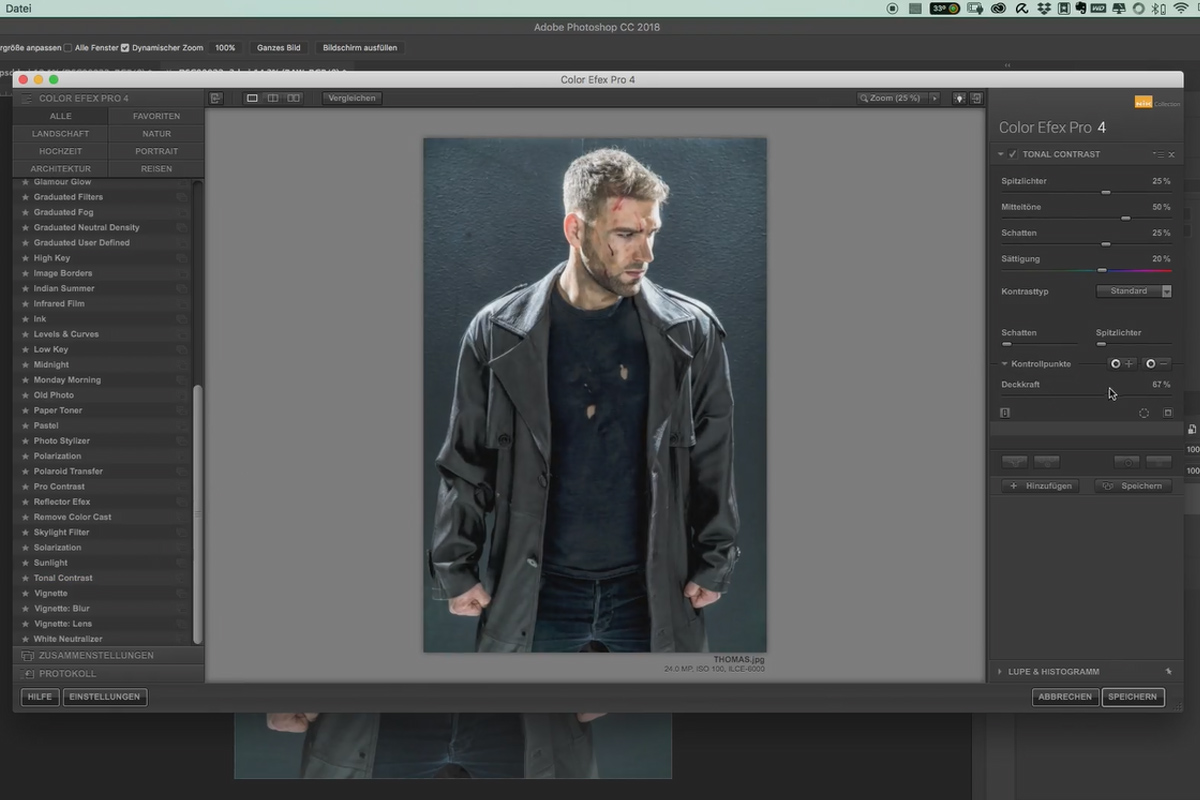 Populære filmpostere og kinoeffekter: Stilen til The Punisher - 8 detaljert fangst/Color Efex