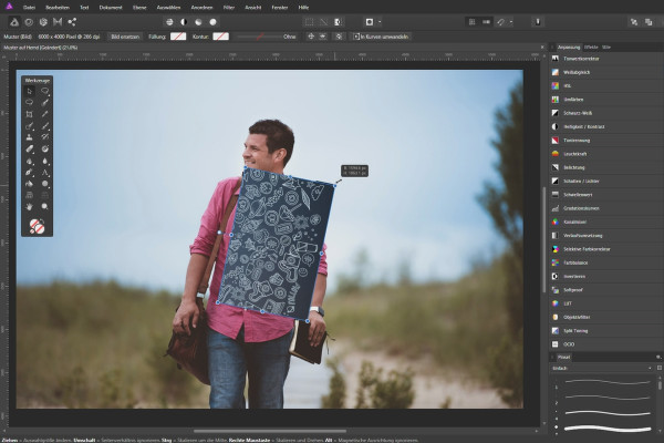 Affinity Photo - creatieve beeldbewerking met overlays: 08 | Patroon op overhemd