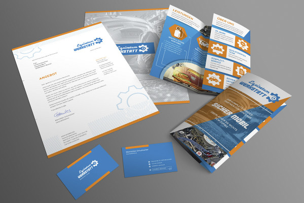 Corporate Design: Briefpapier, Visitenkarten, Flyer – Version 8
