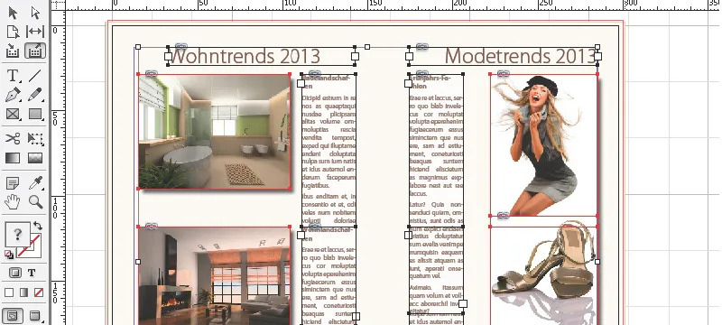 "InDesign" turinio fiksavimo ir talpinimo įrankis